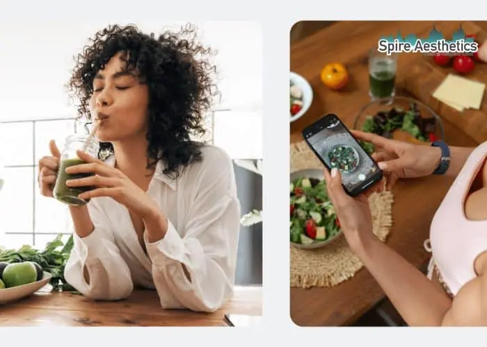 Image of woman looking into her diet and fat freezing Herefordshire to improve her health